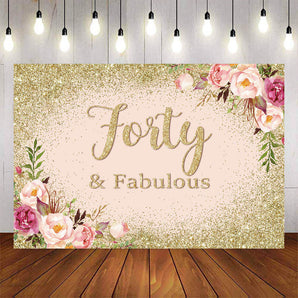 Mocsicka Forty Fabulous Golden Dots Happy Birthday Party Background-Mocsicka Party