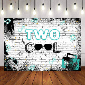 Mocsicka Black and White Graffiti Wall Two Cool Birthday Party Backdrop-Mocsicka Party