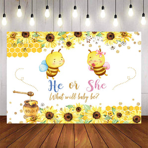 Mocsicka He or She Honey Bee and Sunflowers Gender Reveal Backdrop-Mocsicka Party