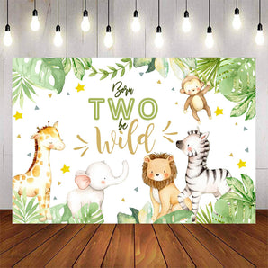 Mocsicka Two be Wild Little Animals Plam Leaves Birthday Backdrop-Mocsicka Party