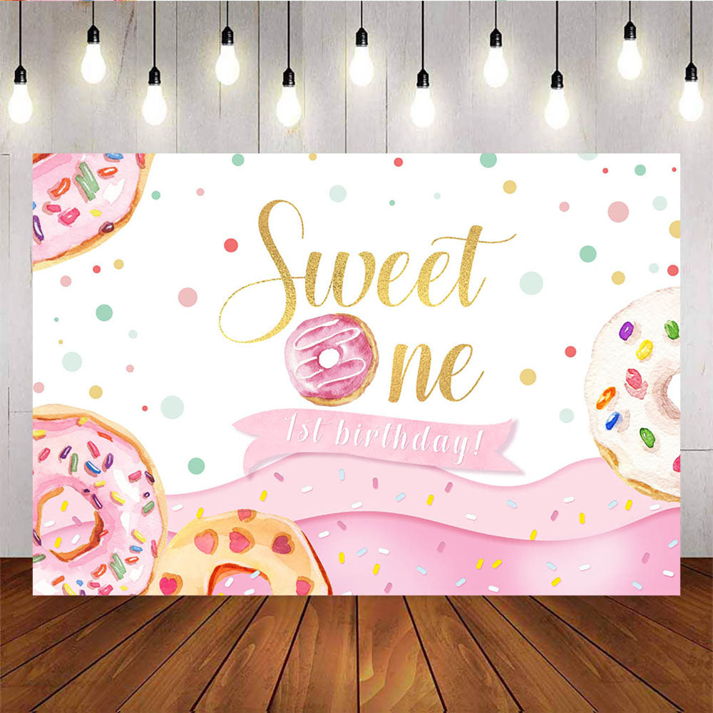 Mocsicka Sweet One Back Drops Donut 1st Birthday Party Decoration Props-Mocsicka Party