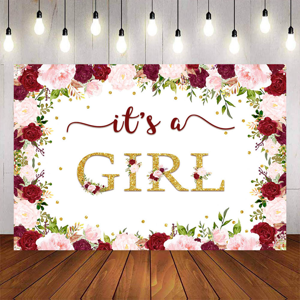 Mocsicka It's a Girl Spring Flowers Baby Shower Backgrounds-Mocsicka Party