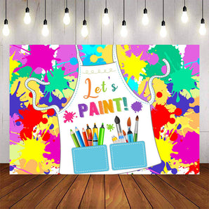 Mocsicka Let's Paint Brush Drawing Board Doodle Theme Party Backdrop-Mocsicka Party