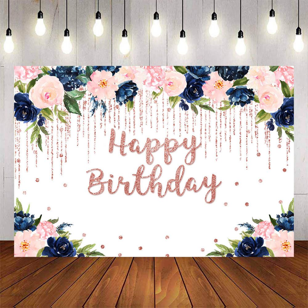 Mocsicka Flowers and Pink Dots Happy Birthday Party Background-Mocsicka Party