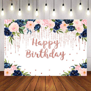 Mocsicka Flowers and Pink Dots Happy Birthday Party Background-Mocsicka Party