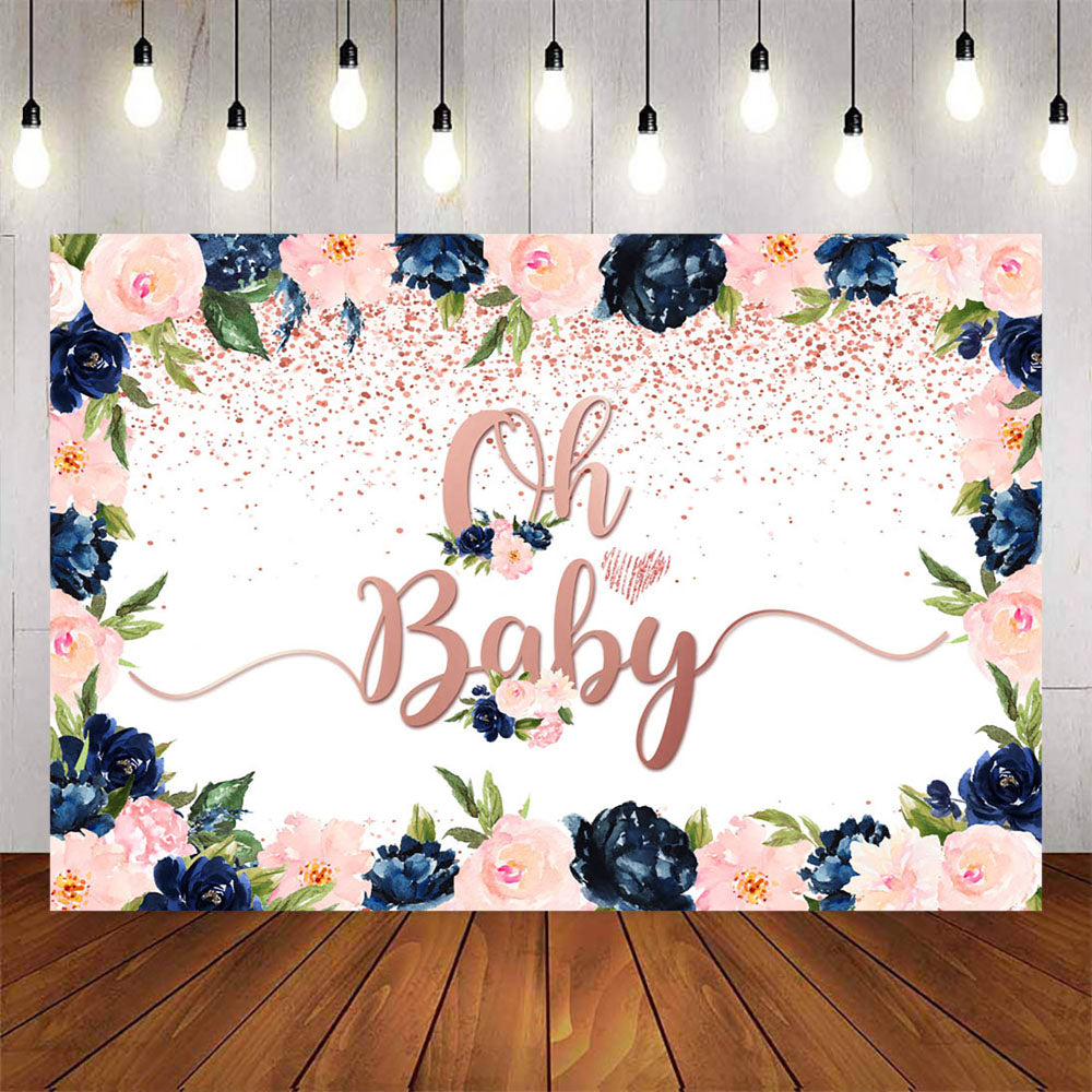 Mocsicka Pink Dots and Flowers Oh Baby Shower Party Banners-Mocsicka Party