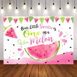 Mocsicka Our Little Sweetie is One in a Melon Happy 1st Birthday Backdrop-Mocsicka Party