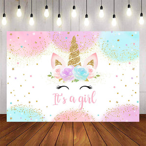 Mocsicka It's a Girl Unicorn Baby Shower Party Banners-Mocsicka Party