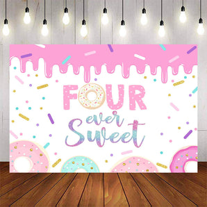 Mocsicka Sweet Donuts Happy 4th Birthday Party Backgrounds