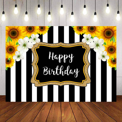 Mocsicka Sunflowers and Stripes Happy Birthday Backgrounds-Mocsicka Party
