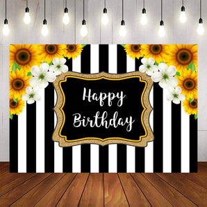 Mocsicka Sunflowers and Stripes Happy Birthday Backgrounds-Mocsicka Party