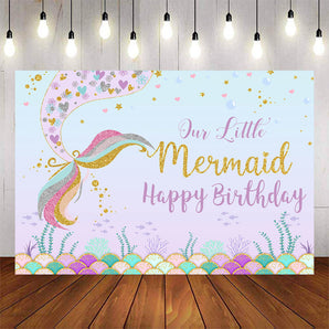 Mocsicka Little Mermaid Happy Birthday Party Backgrounds-Mocsicka Party