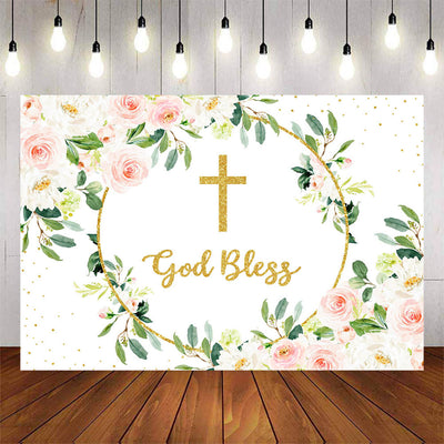 [Only Ship To U.S.& CA] Mocsicka God Bless Gold Cross Baby Shower Party Decor-Mocsicka Party