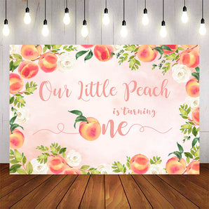 Mocsicka Our Little Peach is Turning One Happy 1st Birthday Backdrop-Mocsicka Party