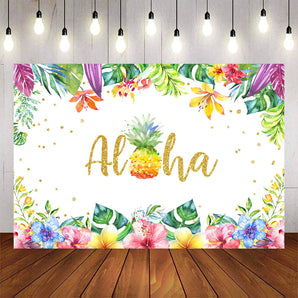 Mocsicka Aloha Pineapple Happy Birthday Party Backdrop-Mocsicka Party