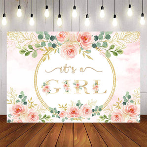 Mocsicka It's a Girl Pink Flowers Baby Shower Party Backgrounds-Mocsicka Party