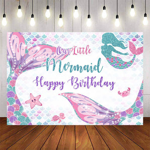 Mocsicka Glowing Mermaid Happy Birthday Party Background-Mocsicka Party