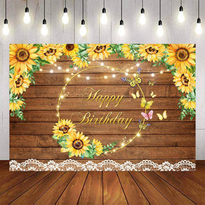 Mocsicka Sunflowers and Wooden Floor Birthday Party Banners-Mocsicka Party