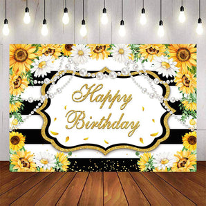 Mocsicka Sunflowers and Pearls Birthday Party Backdrops-Mocsicka Party