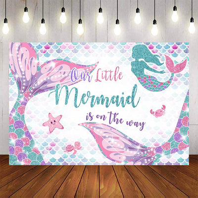 Mocsicka Our Little Mermaid is on the Way Baby Shower Backdrop-Mocsicka Party