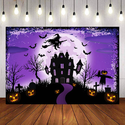 Mocsicka Bright Moon and Castle Happy Halloween Backdrop-Mocsicka Party