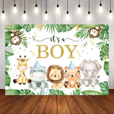 Mocsicka It's a Boy Little Animals and Plam Leaves Baby Shower Banners-Mocsicka Party