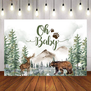 Mocsicka Forest and Wild Animals Oh Baby Shower Backdrop-Mocsicka Party