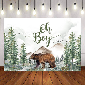 Mocsicka Forest and Bear Oh Boy Baby Shower Backdrop-Mocsicka Party