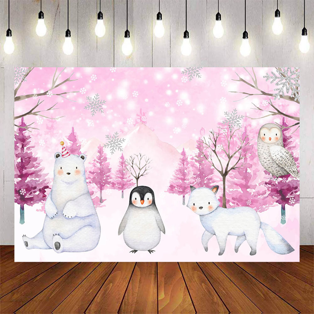 Mocsicka Winter Animals and Forest Baby Shower Backdrop-Mocsicka Party