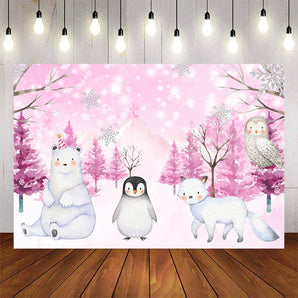 Mocsicka Winter Animals and Forest Baby Shower Backdrop-Mocsicka Party