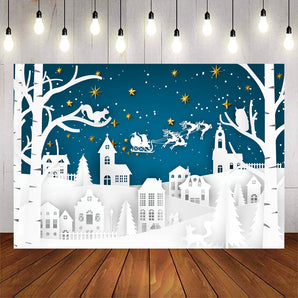 Mocsicka Santa and Elk Csatle Happy Birthday Backdrop-Mocsicka Party