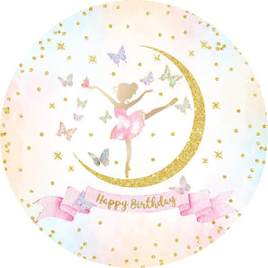 Mocsicka Ballet Girl Dancing on the Moon Birthday Round Cover