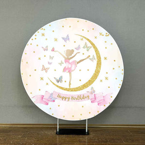Mocsicka Ballet Girl Dancing on the Moon Birthday Round Cover-Mocsicka Party