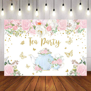 Mocsicka Flowers and Butterfly Tea Party Backdrop