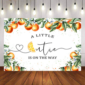Mocsicka A Little Cutie is on the Way Baby Shower Backdrop-Mocsicka Party