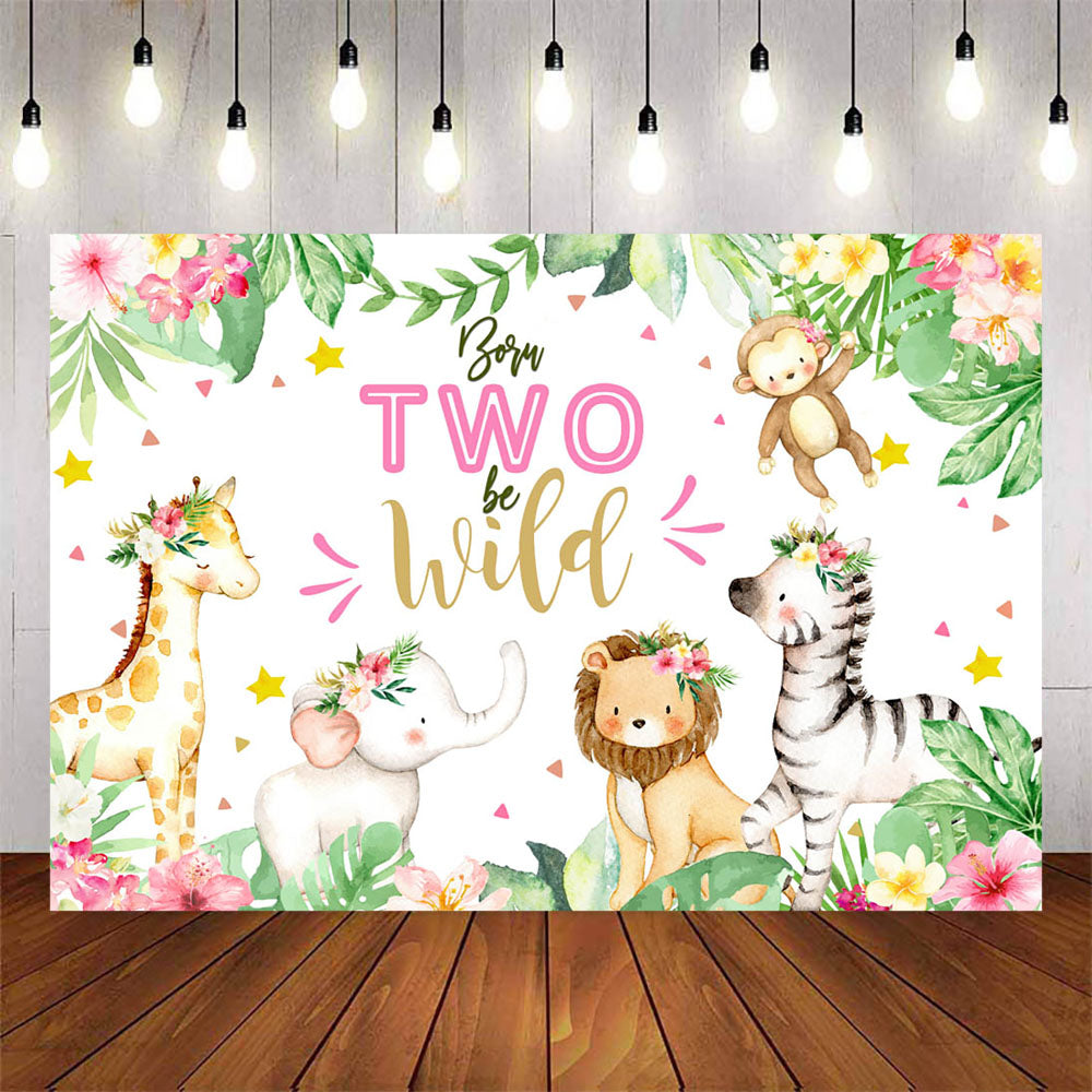 Mocsicka Two Wild Little Animals and Forest Birthday Backdrop-Mocsicka Party