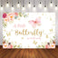 Mocsicka Butterfly and Pink Flowers Baby Shower Backdrop-Mocsicka Party