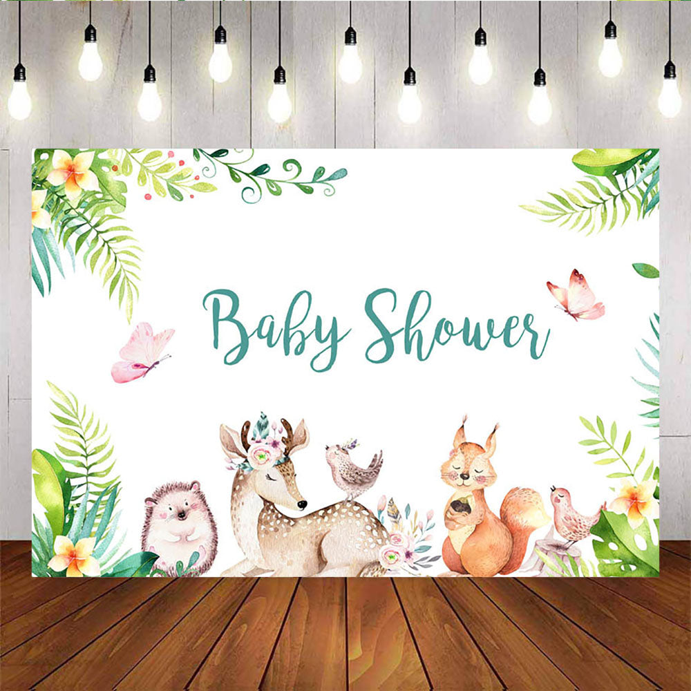 Mocsicka Woodland Baby Shower Backdrop Cartoon Animals Newborn Background-Mocsicka Party