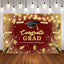 Mocsicka Bachelor Cap Champagne Gold Dots Congrats Graduation Red Backdrop-Mocsicka Party