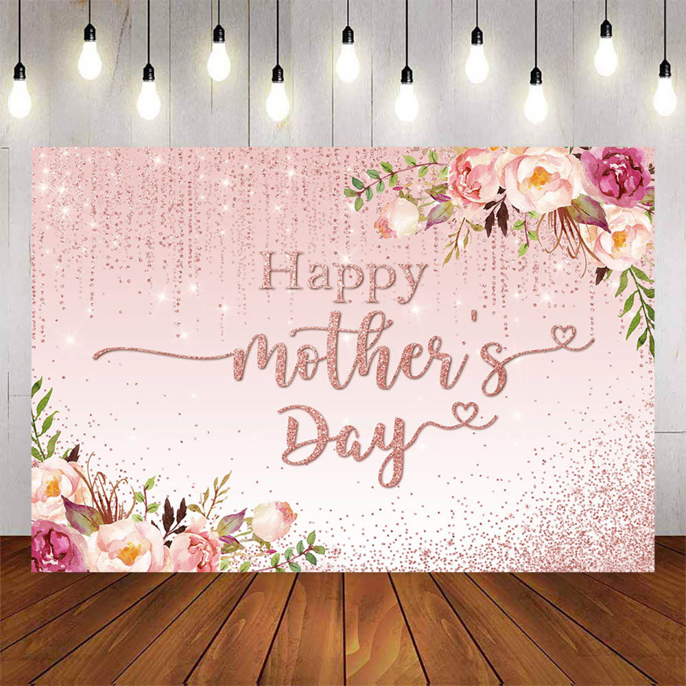 Mocsicka Spring Floral and Pink Dots Happy Mother's Day Backdrop-Mocsicka Party