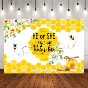 Mocsicka Little Honey Bee Gender Reveal Backdrop-Mocsicka Party