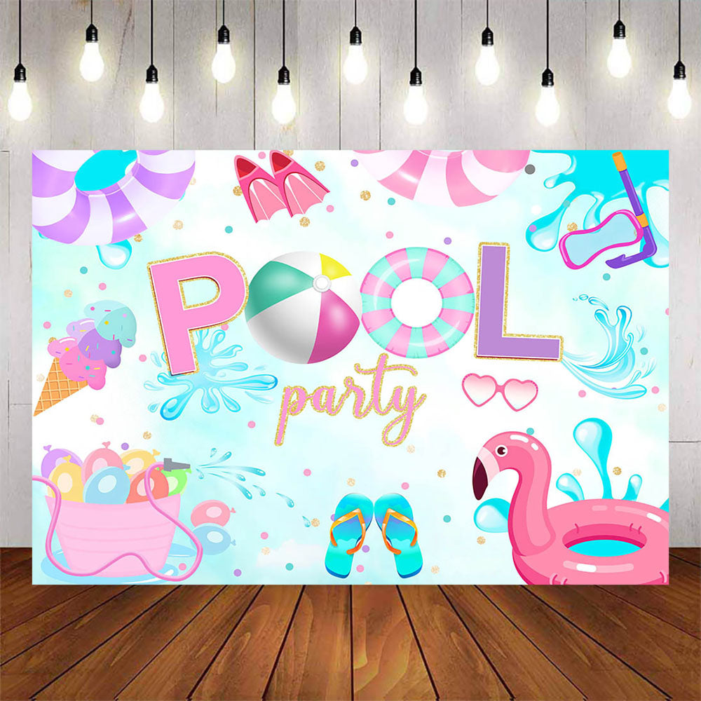 Mocsicka Summer Ice Cream Pool Party Backdrop-Mocsicka Party
