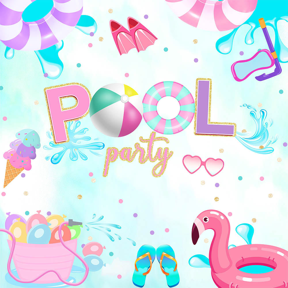 Mocsicka Summer Ice Cream Pool Party Backdrop
