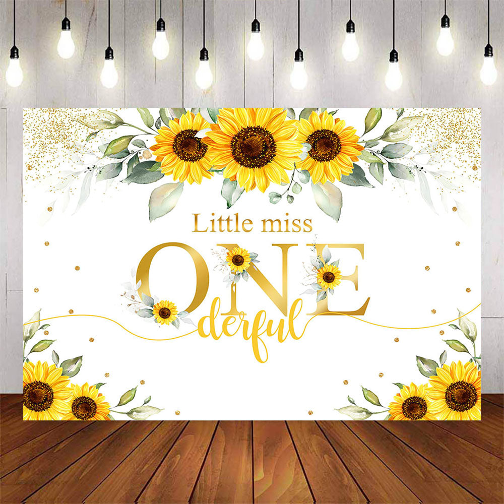 Mocsicka Sunflowers Little Miss Onederful birthday Backdrop-Mocsicka Party