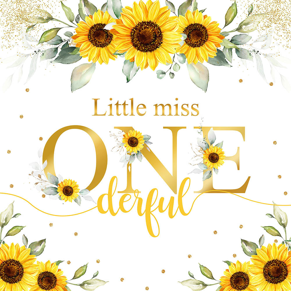 Mocsicka Sunflowers Little Miss Onederful birthday Backdrop