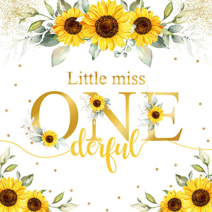 Mocsicka Sunflowers Little Miss Onederful birthday Backdrop