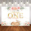 Mocsicka Pink Flowers and Deer Little Miss Onederful birthday Backdrop-Mocsicka Party