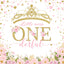 Mocsicka Golden Crown and Pink Flowers Little Miss Onederful birthday Backdrop