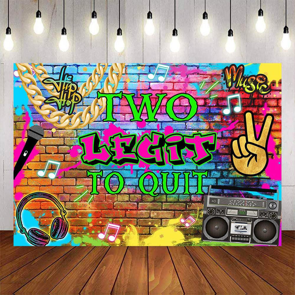 Mocsicka Two Legit to Quit Graffiti Wall Retro Radio Backdrop-Mocsicka Party
