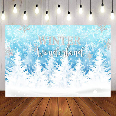 Mocsicka Winter Wonderland Photo Backdrop Happy Birthday Background-Mocsicka Party